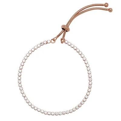 Cubic Zirconia Bolo Bracelet in Sterling Silver with 14kt Rose Gold Plate