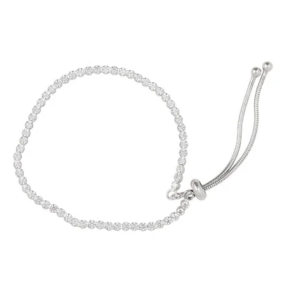 Cubic Zirconia Bolo Bracelet in Sterling Silver