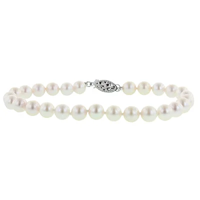 Cultured Akoya Pearl Bracelet in 14kt White Gold (6-6.5mm pearls)