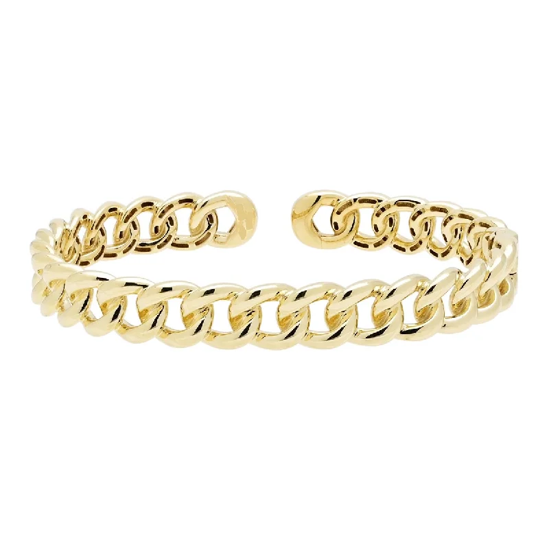 Curb Link Cuff Bracelet in 14kt Yellow Gold