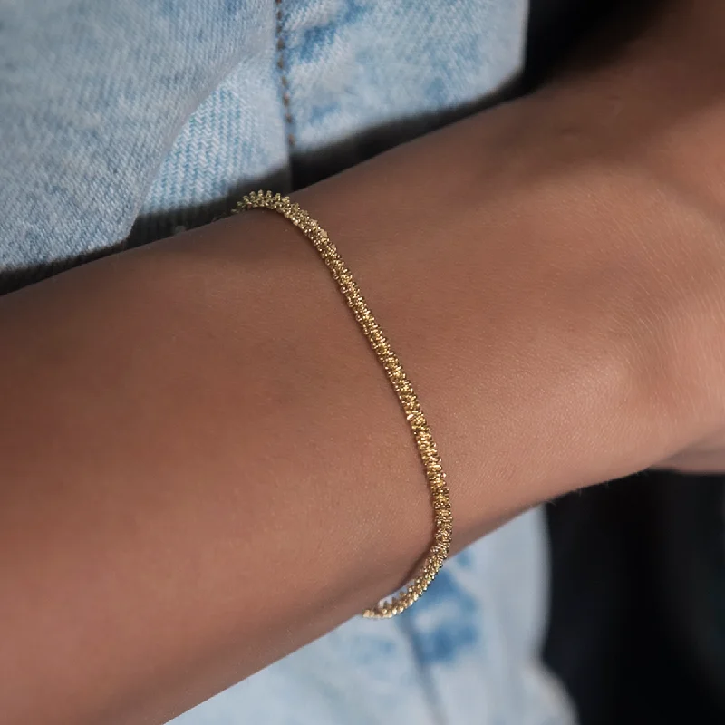 Popcorn Bracelet in Yellow Gold- 2mm