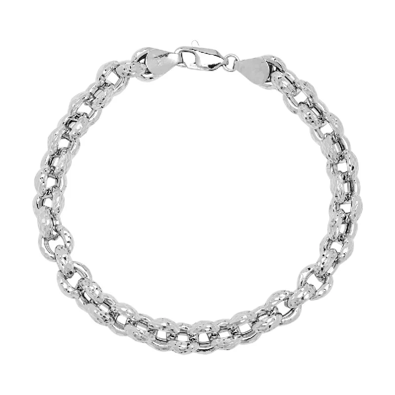 Diamond Cut Rolo Bracelet in 14kt White Gold