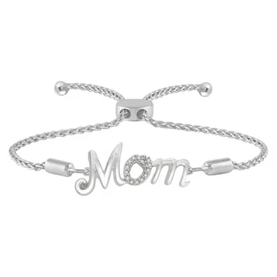 Mom Bolo Bracelet in Sterling Silver with Diamonds (1/20ct tw)