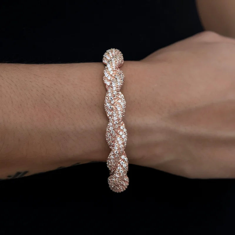 Diamond Rope Cuff Bracelet in Rose Gold- 10mm