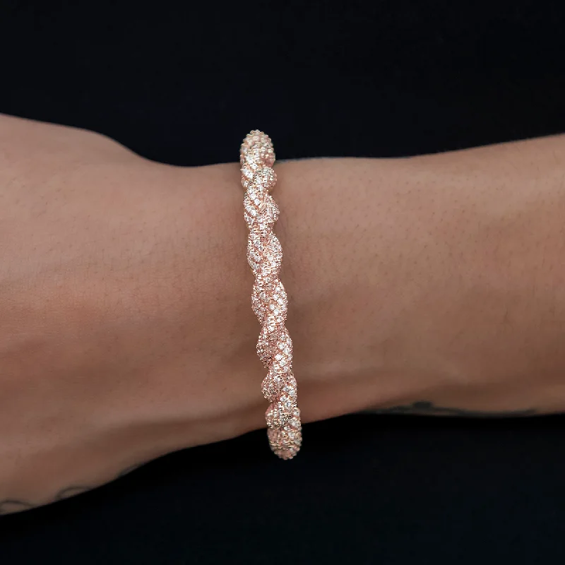 Diamond Rope Cuff Bracelet in Rose Gold- 6mm