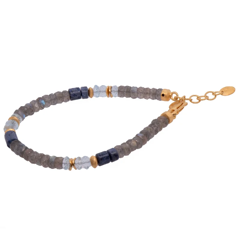 Dumortierite, Sky Blue Topaz, Labradorite Bracelet and Necklace 24K Fair Trade Gold Vermeil