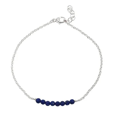 E.L. Designs Gypsy Lapis Bead Anklet in Sterling Silver