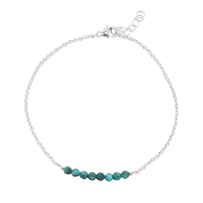 E.L. Designs Gypsy Turquoise Bead Anklet in Sterling Silver