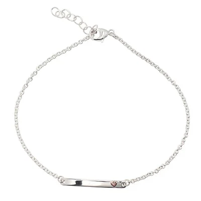 E.L. Designs Heart Anklet in Sterling Silver and 14kt Rose Gold