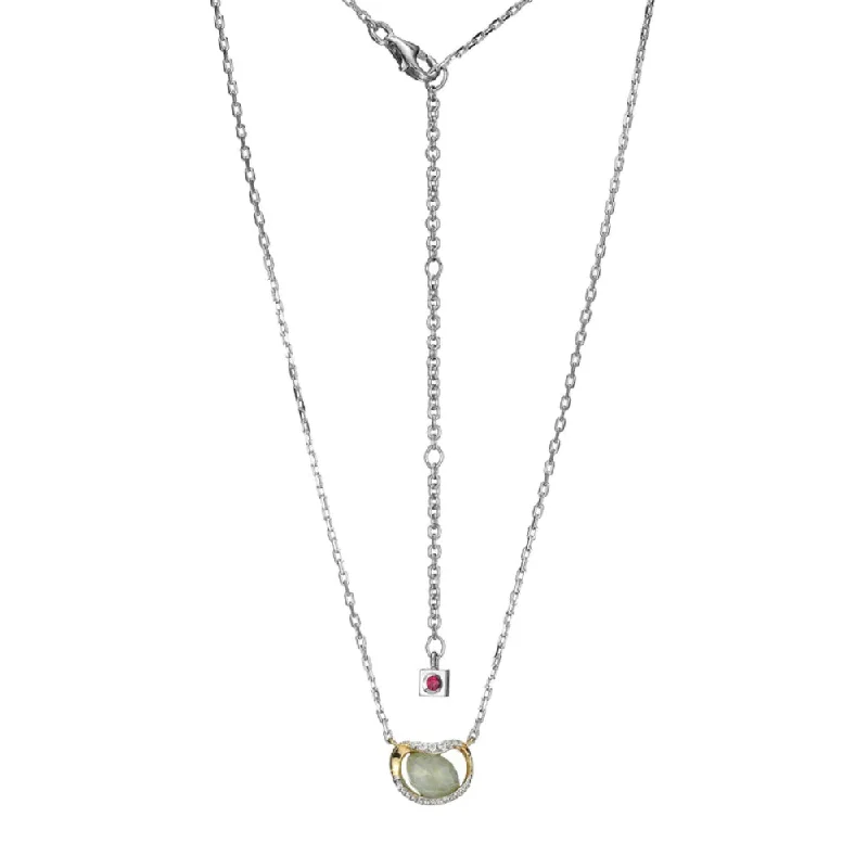 Elle "Treasure" White Crystal and Amazonite Pendant Necklace