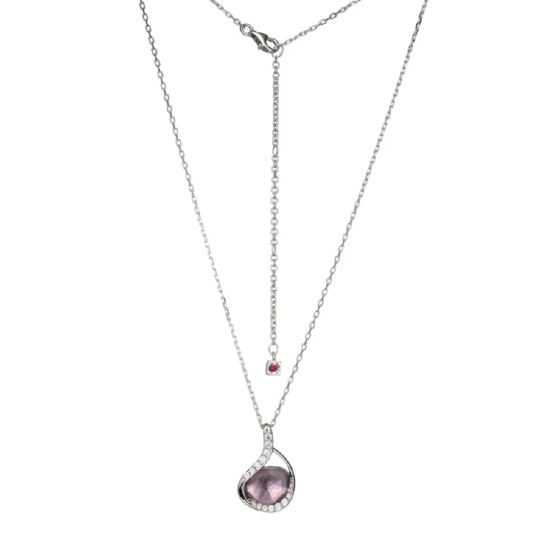 Elle "Treasure" White Crystal and Amethyst Pendant Necklace