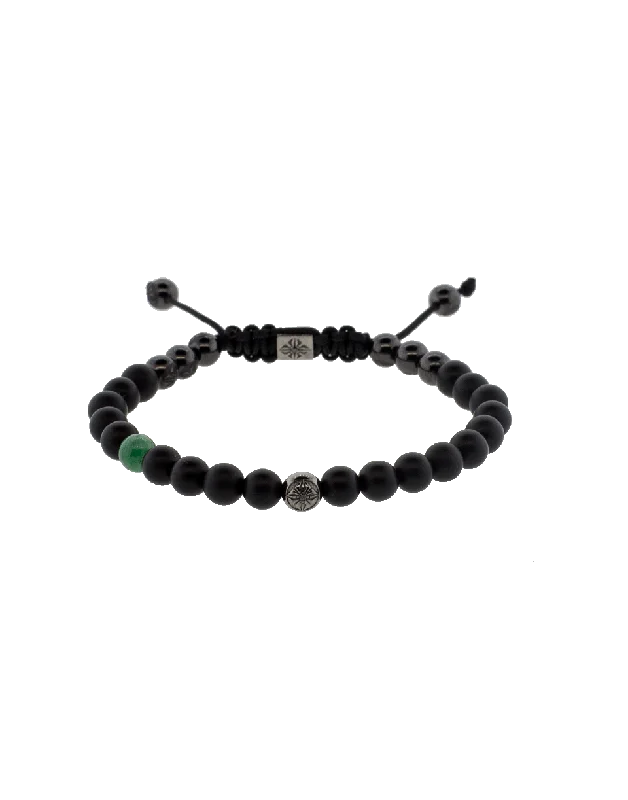 Emerald And Onyx Bead Bracelet