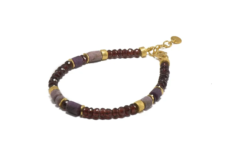 Garnet, Ruby and Rhodonite Bracelet and Necklace 5mm Fair Trade 24K Gold Vermeil