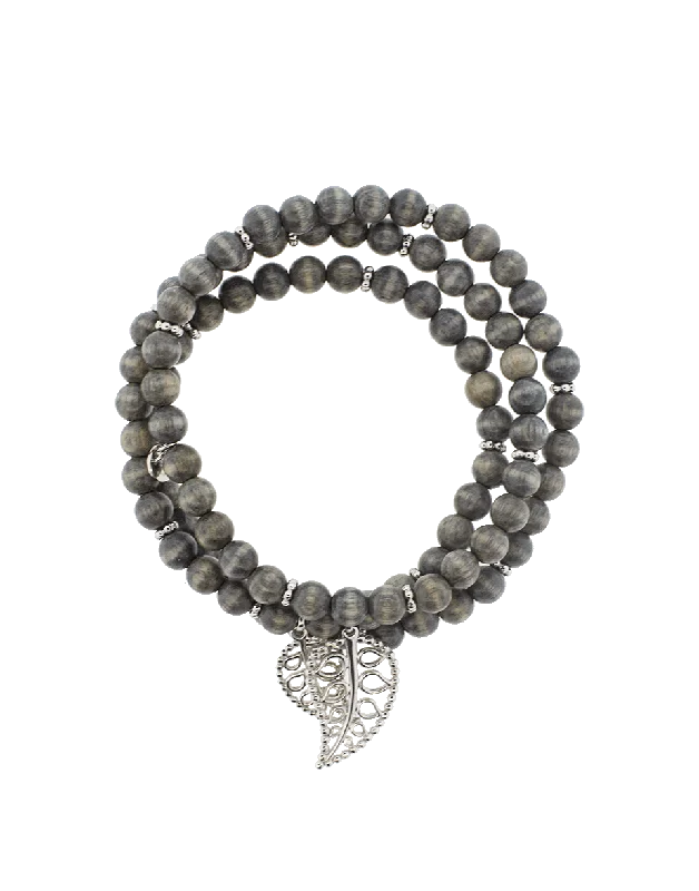 Grey Wood India Wrap Bracelet