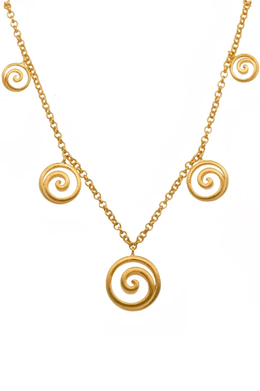 Gratitude Graduated Open Swirl Necklace 24K Gold Vermeil