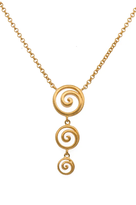 Gratitude Triple Swirl Necklace 24K Gold Vermeil 16/18"