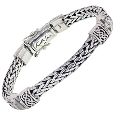 Keith Jack Dragon Weave Celtic Hinged Bracelet in Sterling Silver