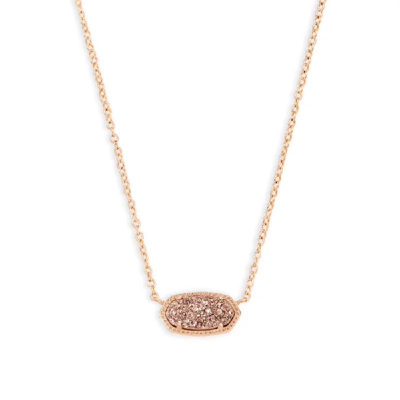 Kendra Scott Elisa Short Pendant Necklace in Rose Gold Drusy