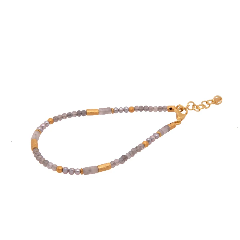 Labradorite and Grey Pearl 3mm Jewelry in 24K Fair Trade Gold Vermeil