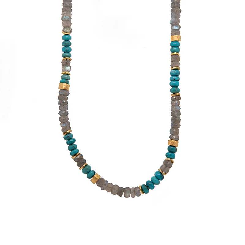 Labradorite and Turquoise 5mm Jewelry with 24K Fair Trade Gold Vermeil