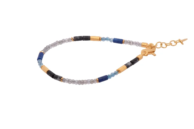 Labradorite, Lapis, Aquamarine, and Jasper 3mm Jewelry Set in 24K Fair Trade Gold Vermeil