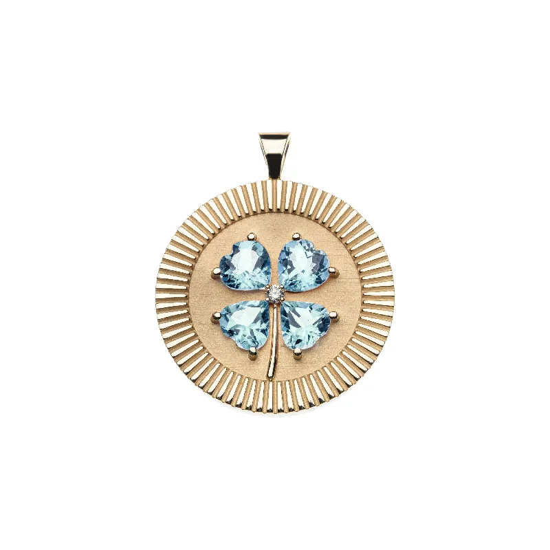 LUCKY 14k Sky Blue Topaz Coin Pendant