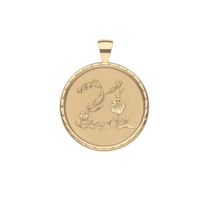 LUCKY Custom Flower Number Pendant in 14k Gold