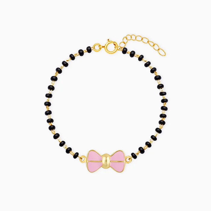 Golden Pink Bow Infant Bracelet (0-18 months)