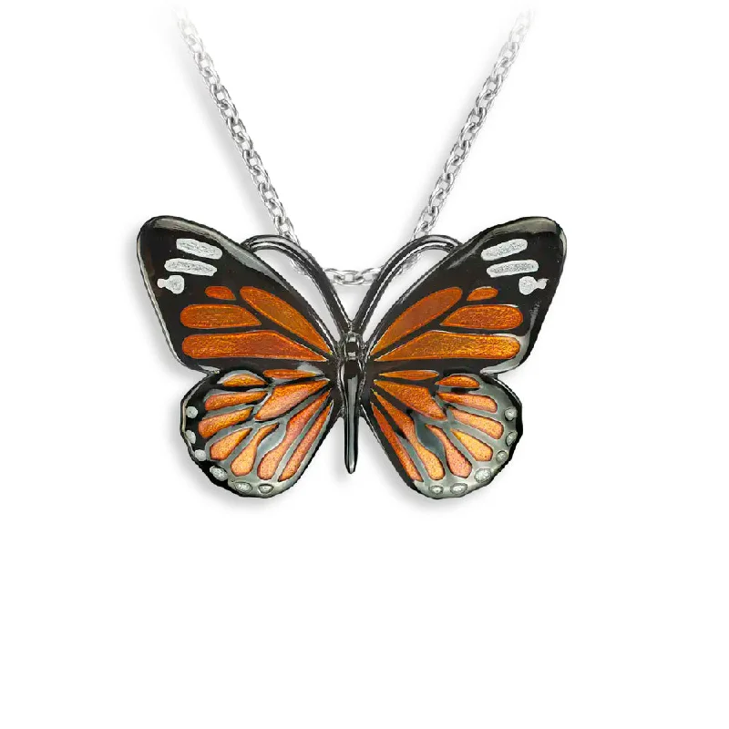 Nicole Barr Enamel Monarch Butterfly Pendant Necklace