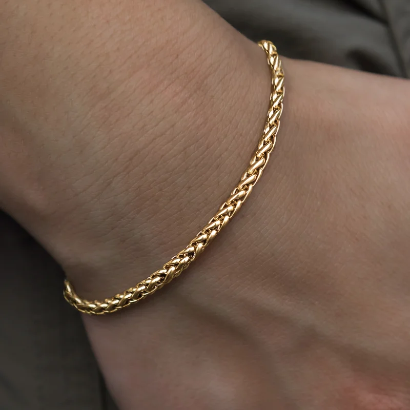 Palm Chain Bracelet in Yellow Gold- 4mm