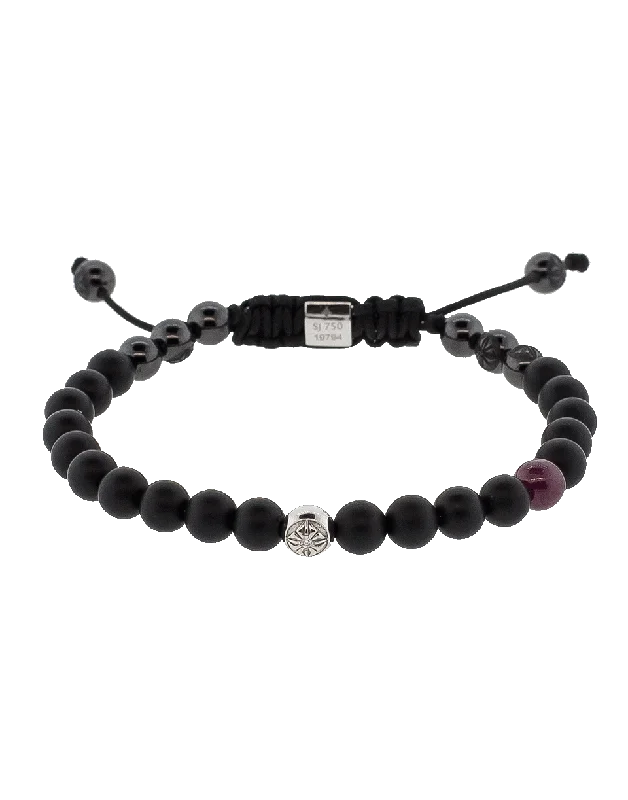 Ruby And Onyx Bead Bracelet