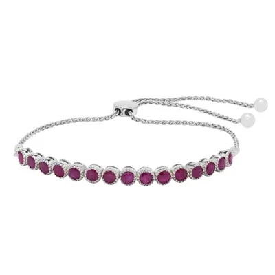 Ruby Bolo Bracelet in Sterling Silver