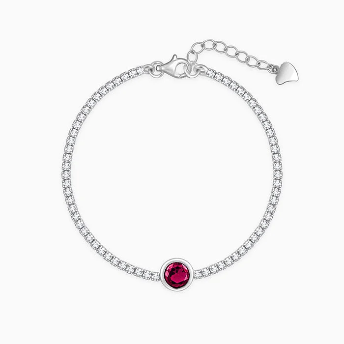 Silver Circle of Red Tennis Bracelet