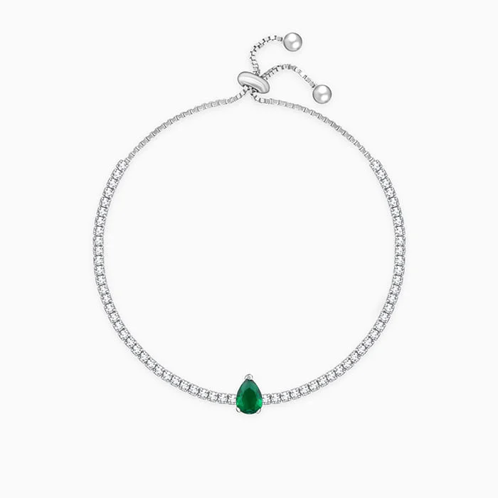 Silver Joy of Green Tennis Bracelet