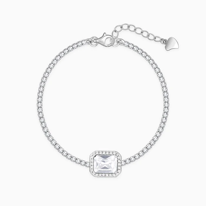 Silver Opulence of White Tennis Bracelet