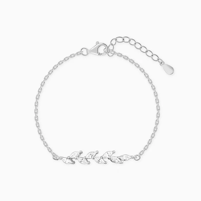 Silver Zircon Ferns Bracelet