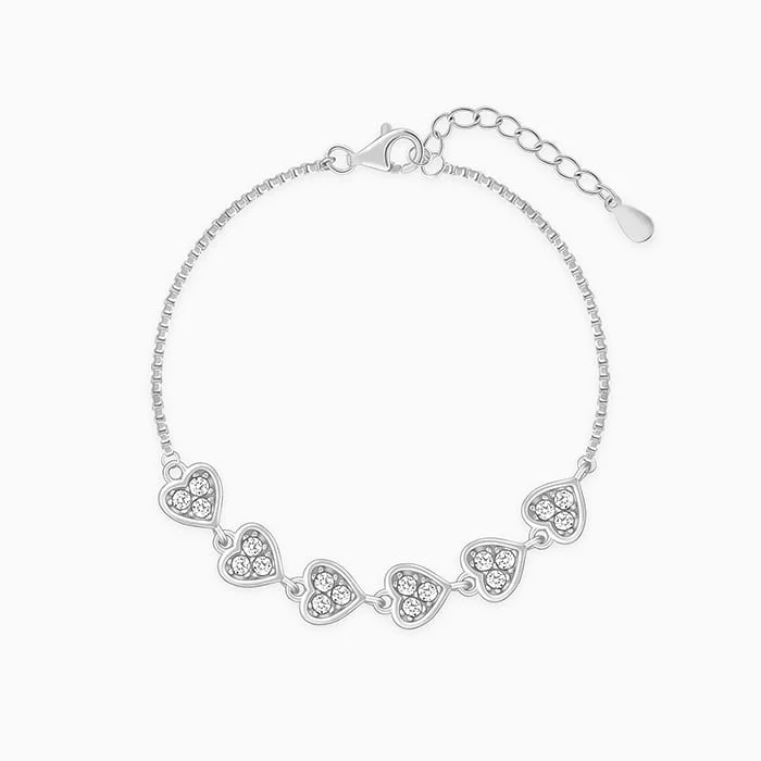 Silver Zircon Heart String Bracelet