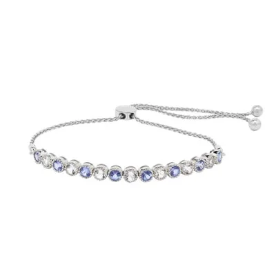 Tanzanite and White Topaz Bolo Bracelet in Sterling Silver