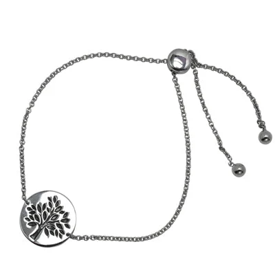 Tree of Life Disc Bolo Bracelet in Sterling Silver